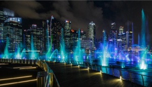 Màn trình diễn âm thanh & ánh sáng & phun nước đầy nghệ thuật tại Marina Bay